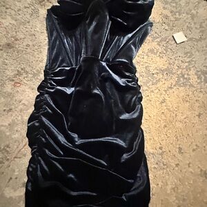 Elegant Blue Velvet Dress